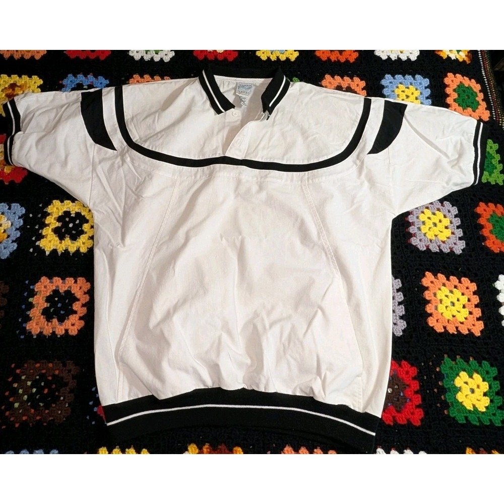 Vintage 90's Clear Creek Polo Shirt Men's Large White 100%Cotton Classic Casual